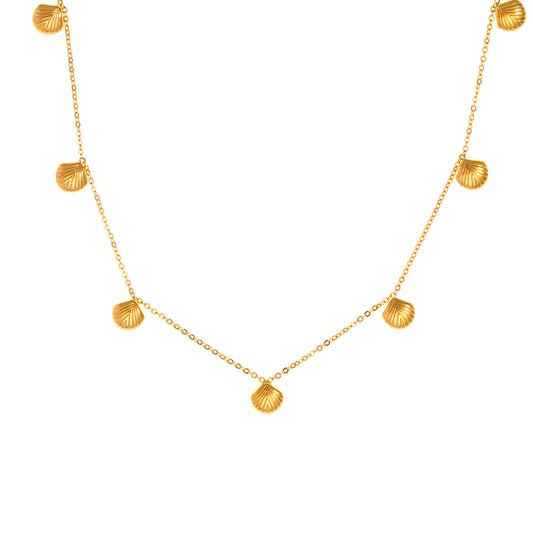 Gold Seashell Charm Necklace - SazenIce
