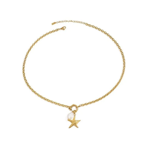 18k Gold Plated Ocean Starfish Pendant Necklace - SazenIce