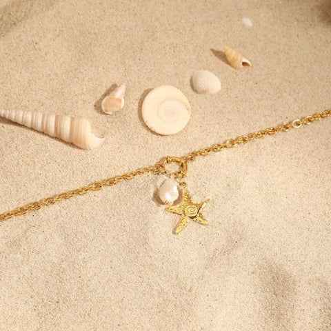 18k Gold Plated Ocean Starfish Pendant Necklace - SazenIce