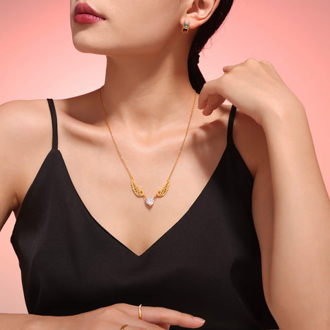 Angel Heart Gold Chain Necklace - SazenIce