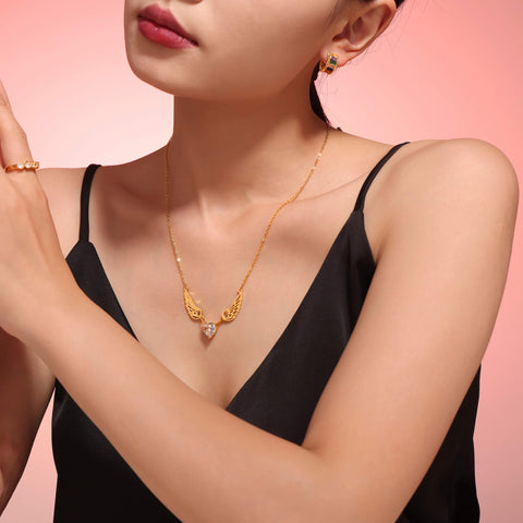 Angel Heart Gold Chain Necklace - SazenIce