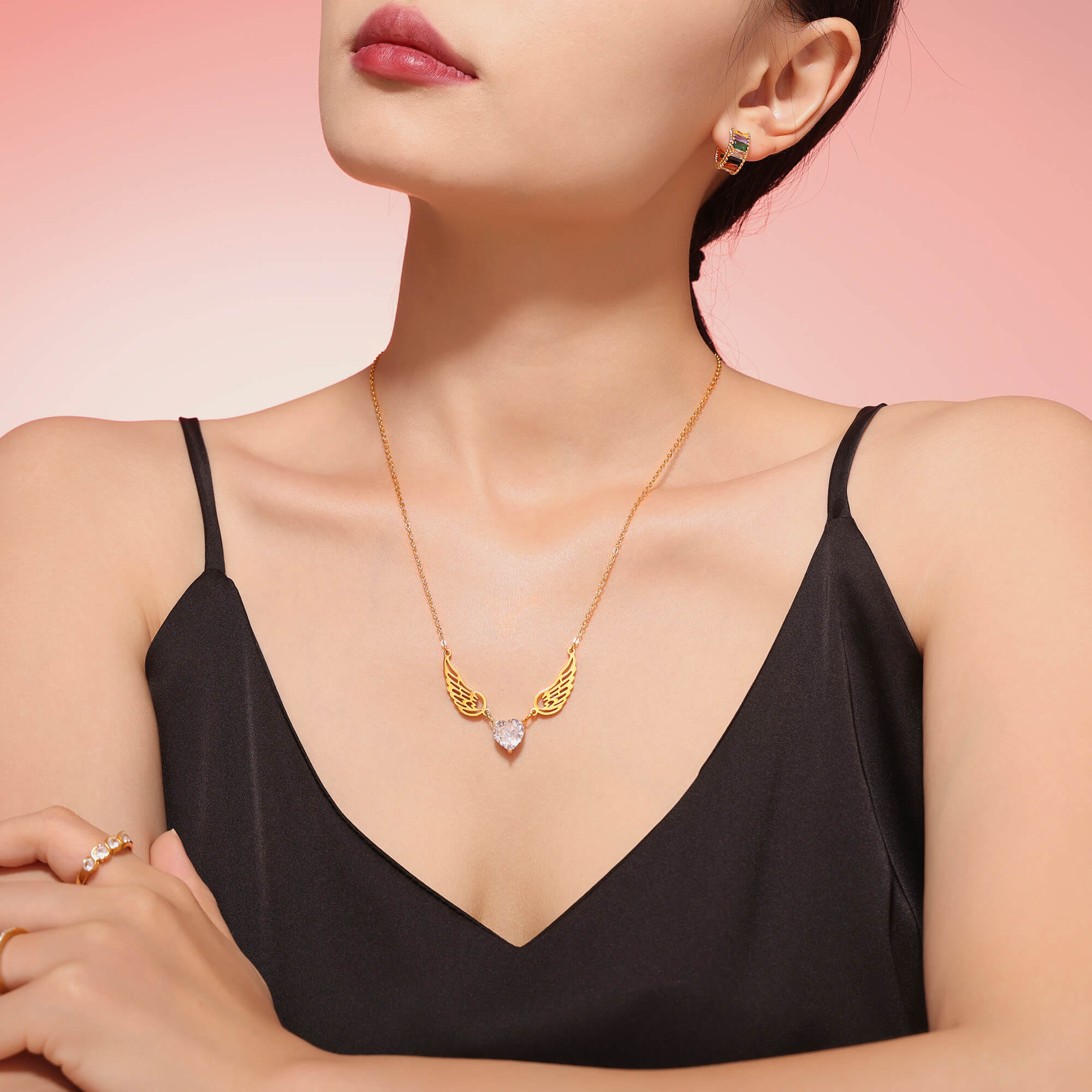 Angel Heart Gold Chain Necklace - SazenIce
