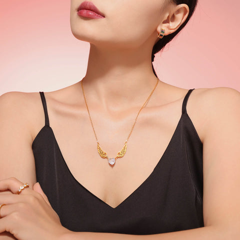Angel Heart Gold Chain Necklace - SazenIce