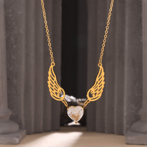 Angel Heart Gold Chain Necklace - SazenIce