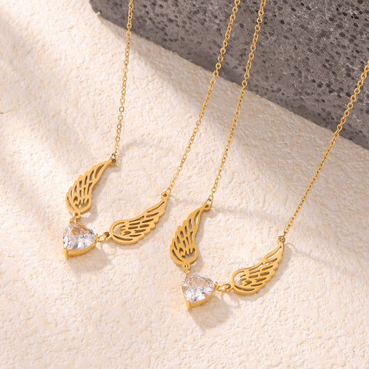 Angel Heart Gold Chain Necklace - SazenIce