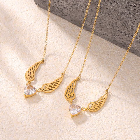 Angel Heart Gold Chain Necklace - SazenIce
