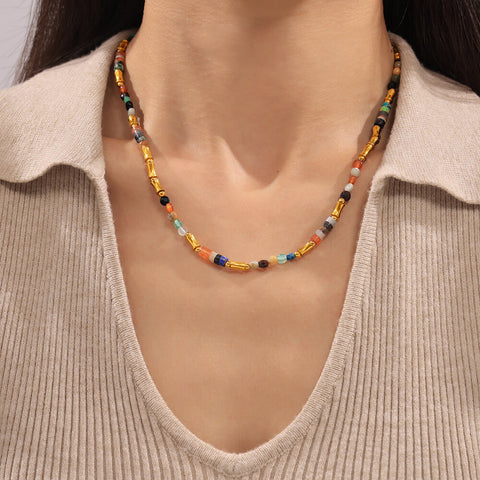 Artisan Multicolor Bead and Necklace - SazenIce