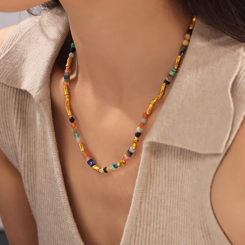 Artisan Multicolor Bead and Necklace - SazenIce