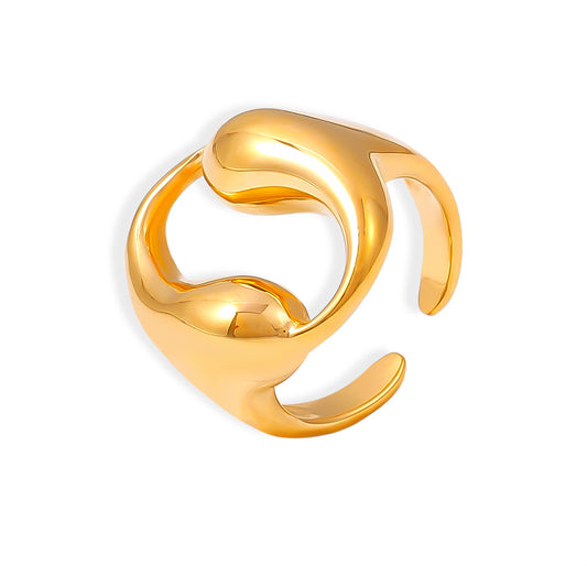 Dual Waterdrop Hollow Circle Ring - SazenIce