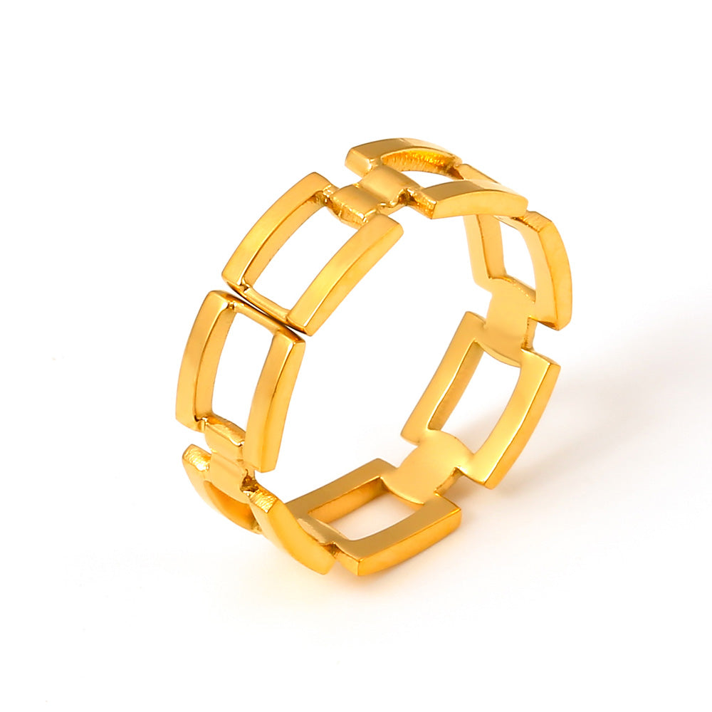 Geometric Square Link Band Ring - SazenIce