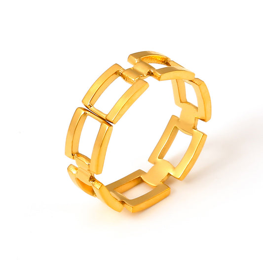 Geometric Square Link Band Ring - SazenIce