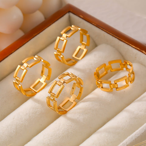Geometric Square Link Band Ring - SazenIce