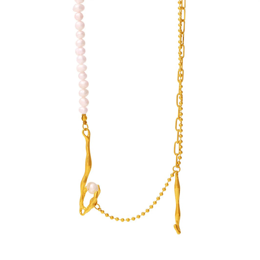 Gold Branch Motif Freshwater Pearl Pendant - SazenIce