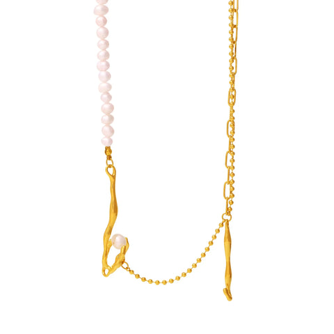 Gold Branch Motif Freshwater Pearl Pendant - SazenIce