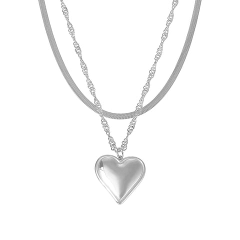 Gold Heart Layered Necklace - SazenIce