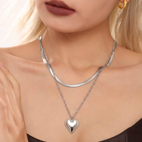 Gold Heart Layered Necklace - SazenIce