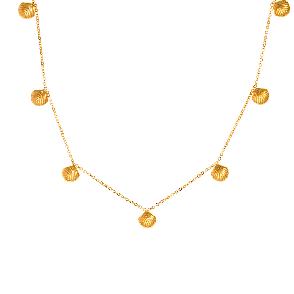 Gold Seashell Charm Necklace - SazenIce
