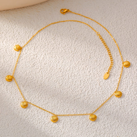 Gold Seashell Charm Necklace - SazenIce