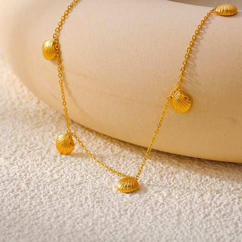 Gold Seashell Charm Necklace - SazenIce