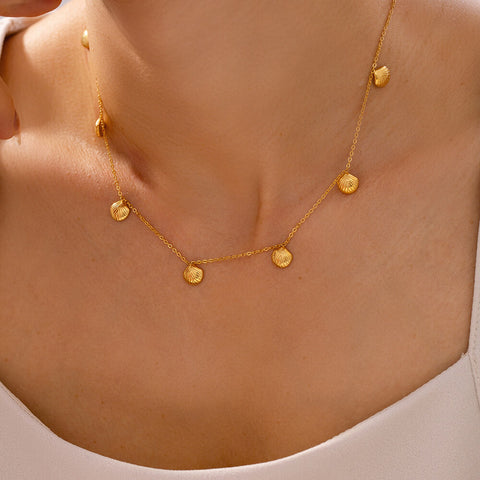 Gold Seashell Charm Necklace - SazenIce