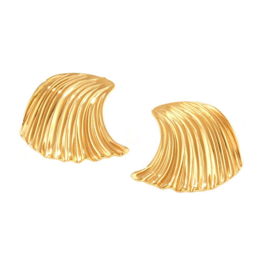 Golden Wave Shell Earrings - SazenIce