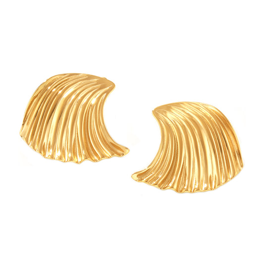 Golden Wave Shell Earrings - SazenIce