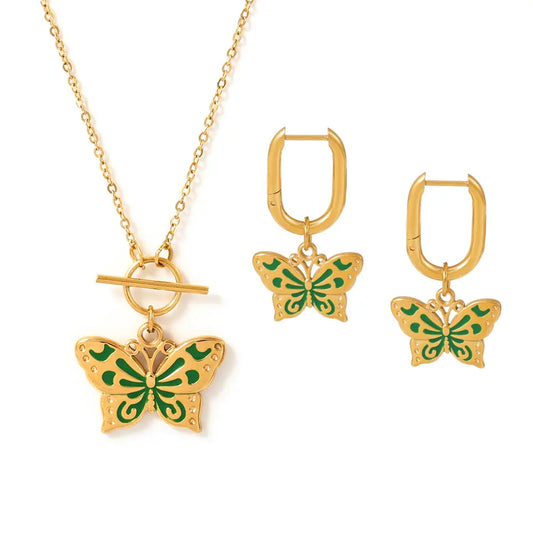 Healing Current Butterfly Necklace and Earrings Set - SazenIce