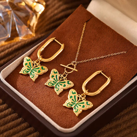 Healing Current Butterfly Necklace and Earrings Set - SazenIce