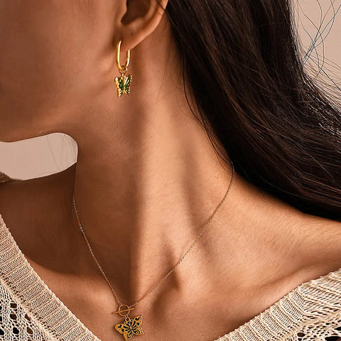 Healing Current Butterfly Necklace and Earrings Set - SazenIce