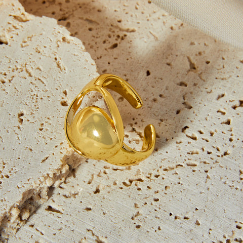 Luna Geometric Crescent Ring - SazenIce