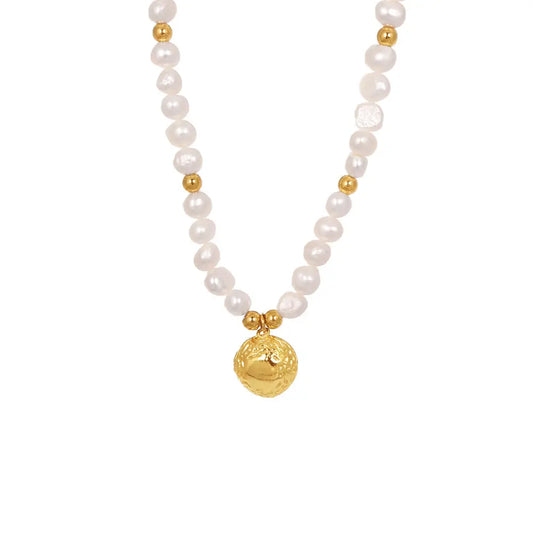 Minimalist Freshwater Pearl Gold Pendant - SazenIce