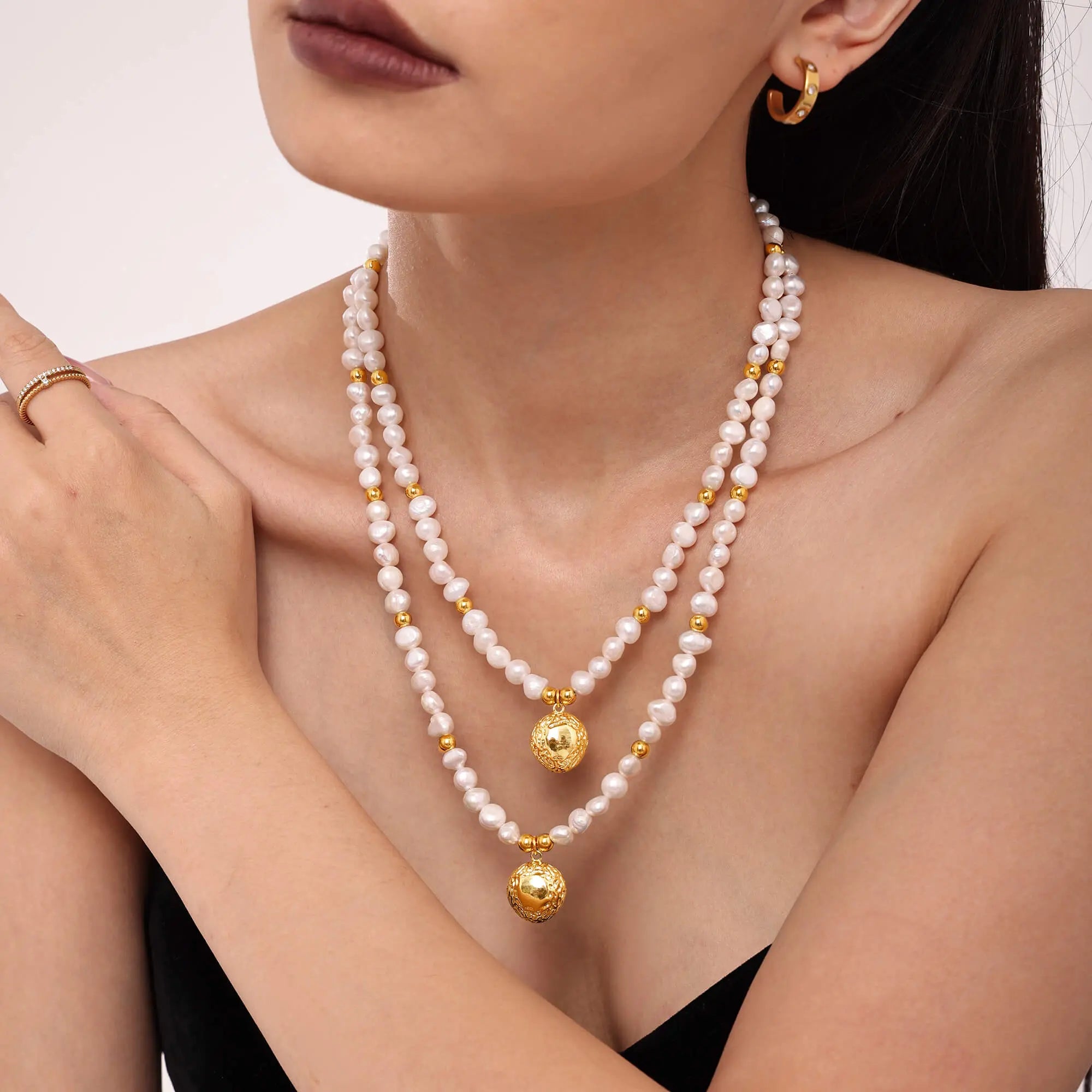 Minimalist Freshwater Pearl Gold Pendant - SazenIce