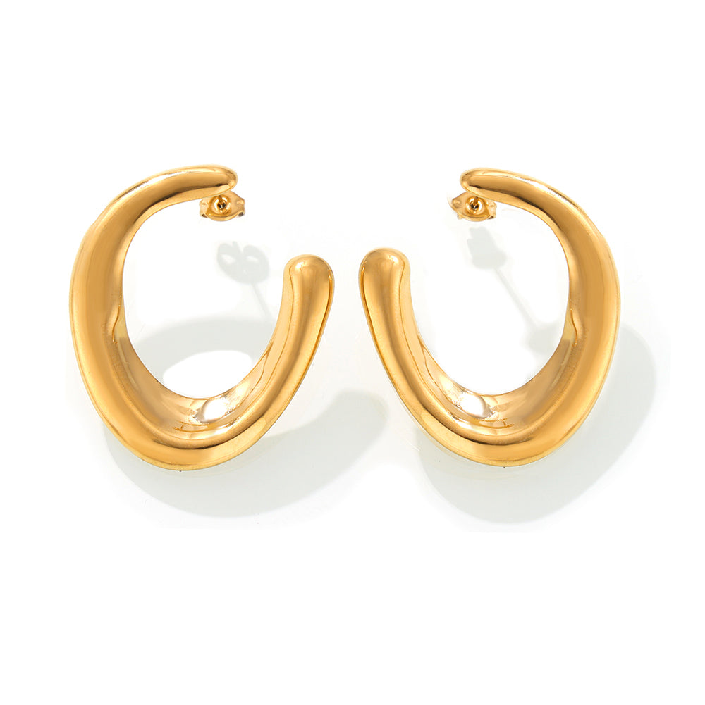 Minimalist Gold Crescent Earrings - SazenIce