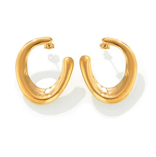 Minimalist Gold Crescent Earrings - SazenIce