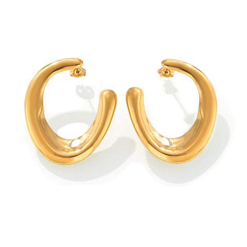 Minimalist Gold Crescent Earrings - SazenIce