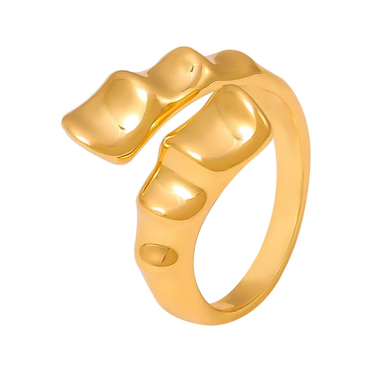 Molten Rock-Inspired Irregular Open Ring - SazenIce