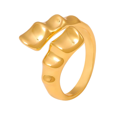 Molten Rock-Inspired Irregular Open Ring - SazenIce