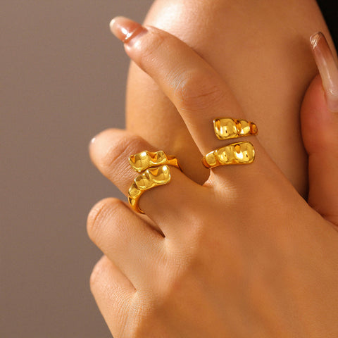 Molten Rock-Inspired Irregular Open Ring - SazenIce