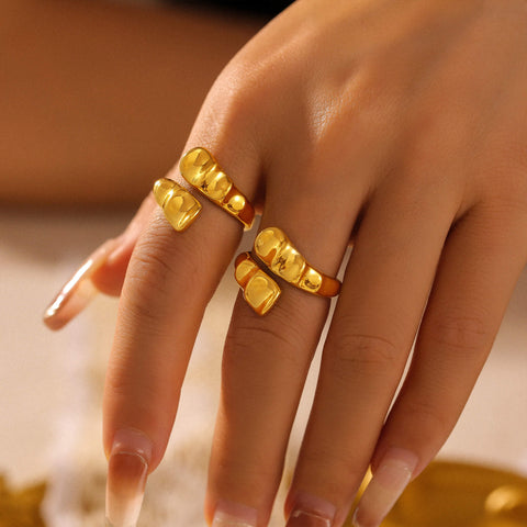 Molten Rock-Inspired Irregular Open Ring - SazenIce