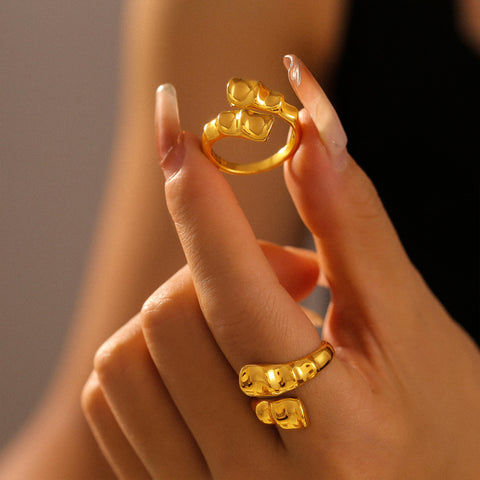 Molten Rock-Inspired Irregular Open Ring - SazenIce