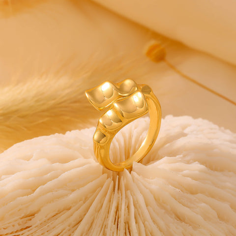 Molten Rock-Inspired Irregular Open Ring - SazenIce