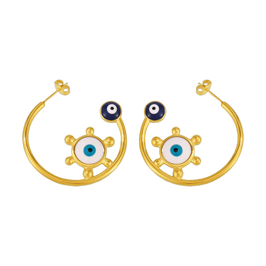Mystic Eye Symbol Hoop Earrings - SazenIce