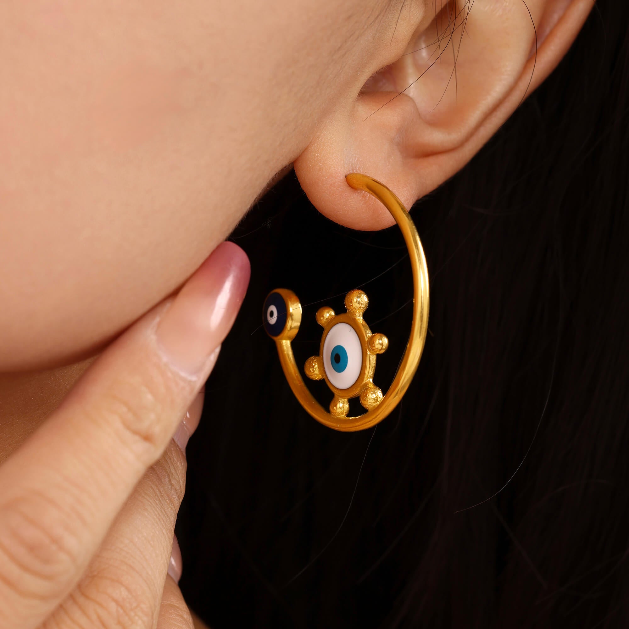 Mystic Eye Symbol Hoop Earrings - SazenIce