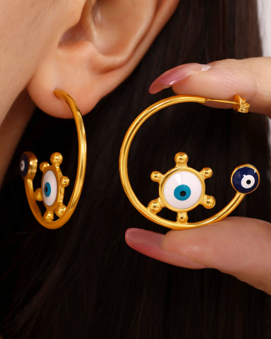 Mystic Eye Symbol Hoop Earrings - SazenIce