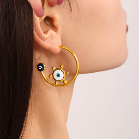 Mystic Eye Symbol Hoop Earrings - SazenIce