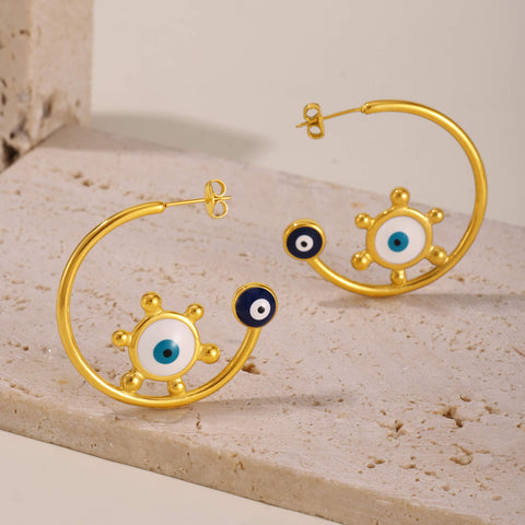 Mystic Eye Symbol Hoop Earrings - SazenIce