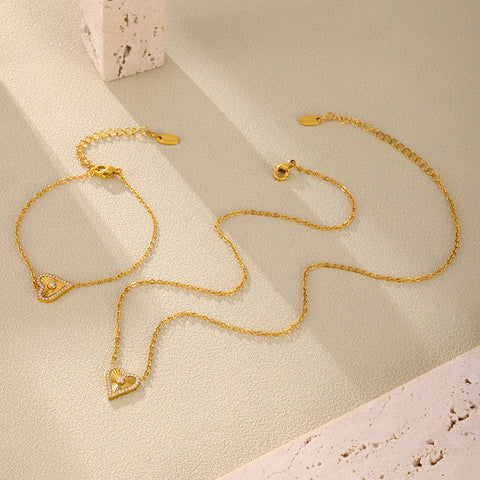 Radiant Heart Necklace & Bracelet Set - SazenIce