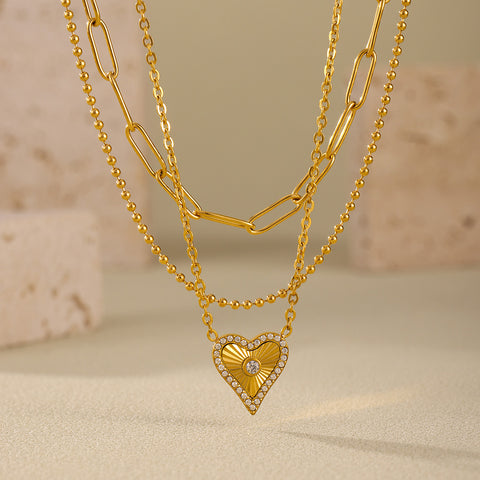 Radiant Heart Necklace & Bracelet Set - SazenIce