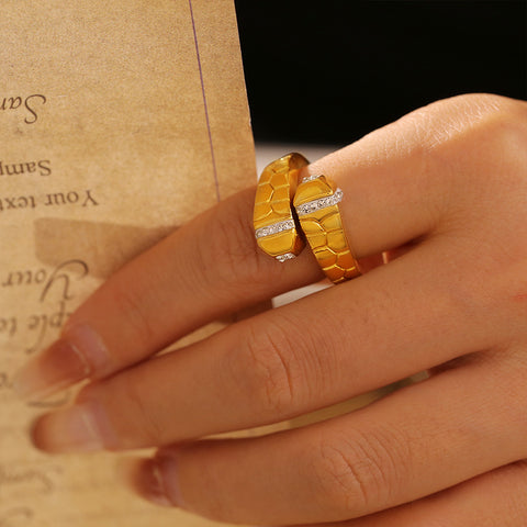 Stone Texture Open Ring - SazenIce
