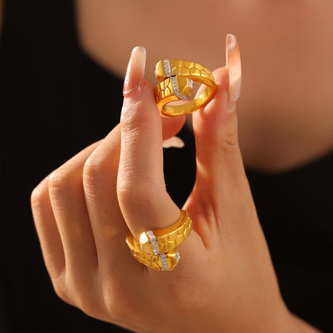 Stone Texture Open Ring - SazenIce
